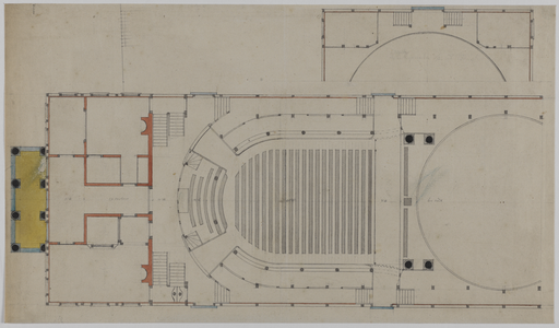 214935 Plattegrond van de schouwburg op het Vredenburg te Utrecht.